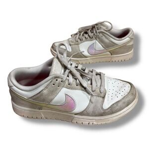Nike White Dunk Low SE Sail Iridescent Pink Swoosh Women's Shoes 9.5